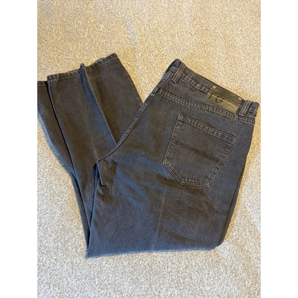 Linea Uomo Jeans Mens 46x30 Black Relaxed Straight Stretch Denim Pants Casual